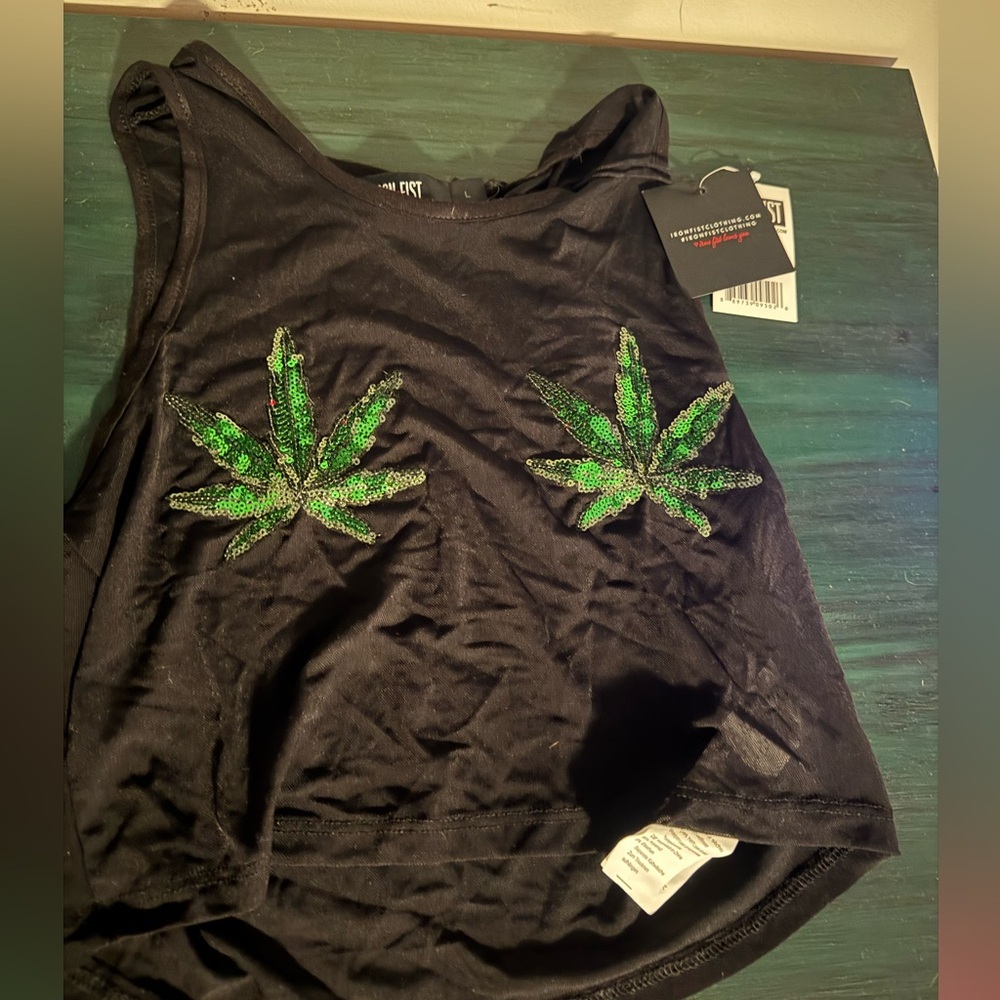 Iron Fist Leaf Mesh Crop Tank Top